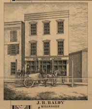 J.B. Baldy Store, Michigan 1857 Old Town Map Custom Print - Hillsdale Co.