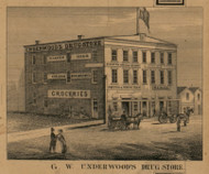 Underwood's Drug Store, Michigan 1857 Old Town Map Custom Print - Hillsdale Co.