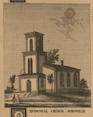 Episcopal Church, Michigan 1857 Old Town Map Custom Print - Hillsdale Co.