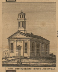 First Presbyterian Church, Michigan 1857 Old Town Map Custom Print - Hillsdale Co.