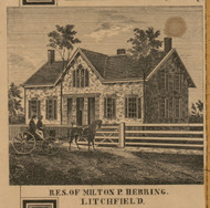 Residence of Milton P. Herring, Michigan 1857 Old Town Map Custom Print - Hillsdale Co.