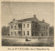 Grubbs Residence, White River, Indiana 1866 Old Town Map Custom Print - Hamilton Co.