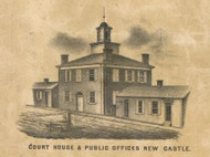 Court House, New Castle, Henry, Indiana 1857 Old Town Map Custom Print - Henry Co.