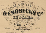 Map Cartouche, Hendricks Co. Indiana 1865 Old Town Map Custom Print