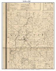 Eel River, Indiana 1865 Old Town Map Custom Print - Hendricks Co.