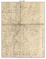 Lincoln, Indiana 1865 Old Town Map Custom Print - Hendricks Co.