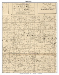Union, Indiana 1865 Old Town Map Custom Print - Hendricks Co.