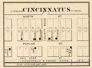Cincinnatus Village, Clay, Indiana 1865 Old Town Map Custom Print - Hendricks Co.