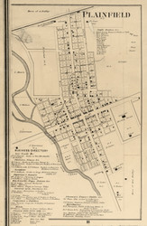 Plainfield Village, Guilford, Indiana 1865 Old Town Map Custom Print - Hendricks Co.