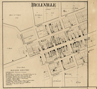 Bellville Village, Liberty, Indiana 1865 Old Town Map Custom Print - Hendricks Co.