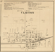 Clayton Village, Liberty, Indiana 1865 Old Town Map Custom Print - Hendricks Co.