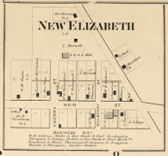 New Elizabeth Village, Union, Indiana 1865 Old Town Map Custom Print - Hendricks Co.