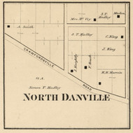 North Danville Village, Centre, Indiana 1865 Old Town Map Custom Print - Hendricks Co.
