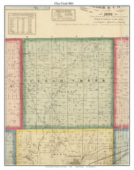Clear Creek, Indiana 1866 Old Town Map Custom Print - Huntington Co.