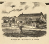 McCaughey Residence, Jackson, Indiana 1866 Old Town Map Custom Print - Huntington Co.