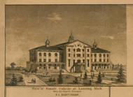 Female College, Michigan 1859 Old Town Map Custom Print - Ingham Co.