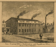 State Printing Office, Book Binery & Republican Office, Michigan 1859 Old Town Map Custom Print - Ingham Co.
