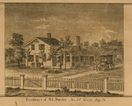 Residence of H.L. Hawley, Michigan 1859 Old Town Map Custom Print - Ingham Co.