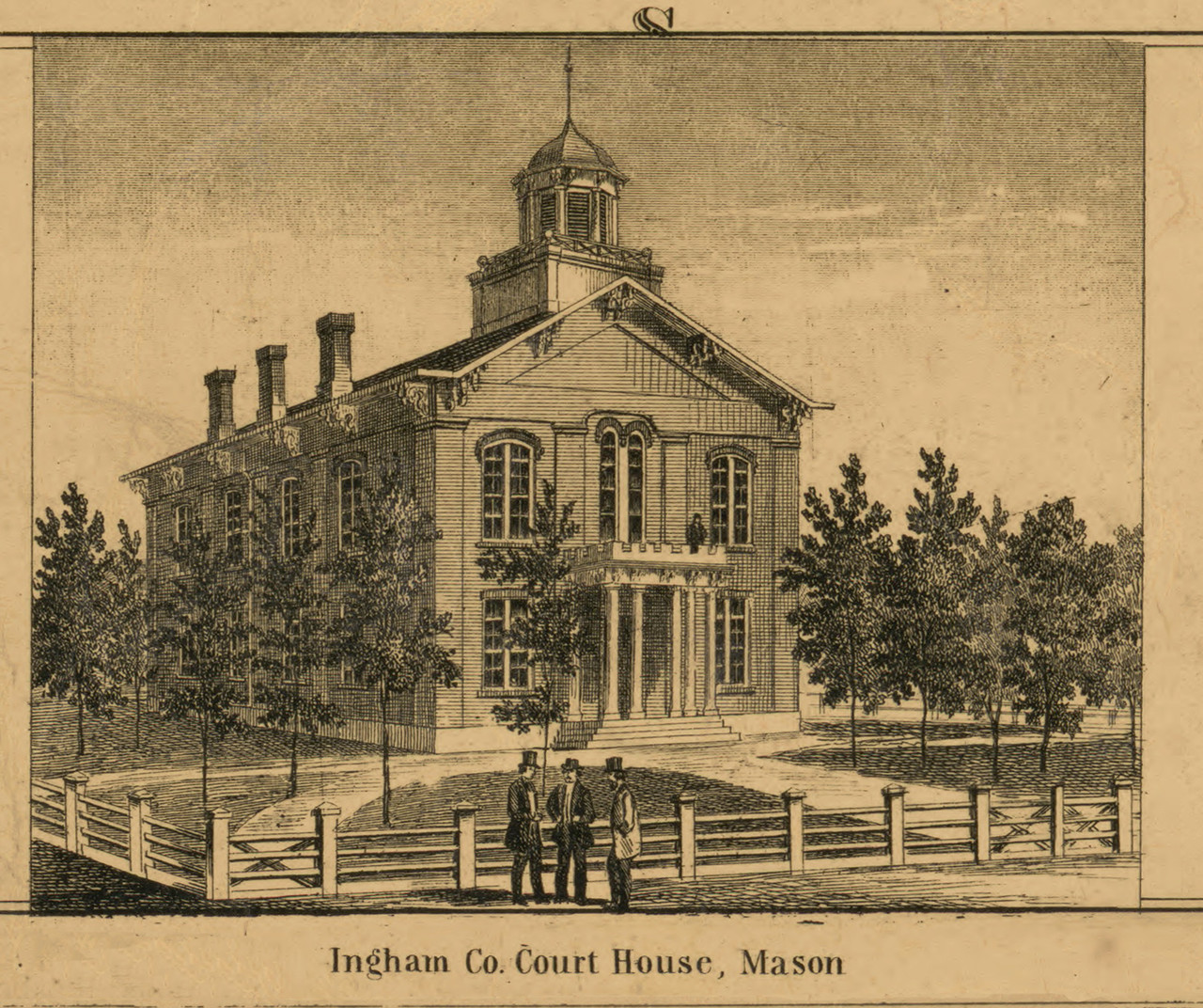 Ingham Co Court House Michigan 1859 Old Town Map Custom Print Ingham Co Court House Michigan 1859 Old Town Map Custom Print