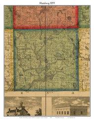 Hamburg, Michigan 1859 Old Town Map Custom Print - Livingston Co.