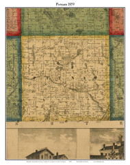 Putnam, Michigan 1859 Old Town Map Custom Print - Livingston Co.