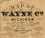 Map Cartouche, Wayne Co. Michigan 1860 Old Town Map Custom Print - Wayne Co.