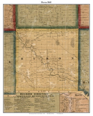 Huron, Michigan 1860 Old Town Map Custom Print - Wayne Co.