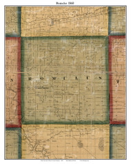 Romulus, Michigan 1860 Old Town Map Custom Print - Wayne Co.