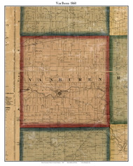 Van Buren, Michigan 1860 Old Town Map Custom Print - Wayne Co.