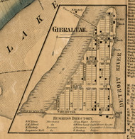 Gibraltar Village, Brownstown, Michigan 1860 Old Town Map Custom Print - Wayne Co.
