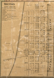 Trenton Village, Monguagon, Michigan 1860 Old Town Map Custom Print - Wayne Co.