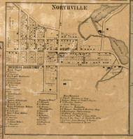 Northville Village, Plymouth, Michigan 1860 Old Town Map Custom Print - Wayne Co.
