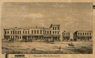 View of Phoenix Block, Plymouth, Michigan 1860 Old Town Map Custom Print - Wayne Co.