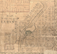 Lyons Village, Michigan 1861 Old Town Map Custom Print - Ionia Co.