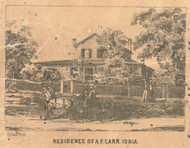 Residence of A.F. Carr, Michigan 1861 Old Town Map Custom Print - Ionia Co.