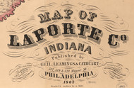 Map Cartouche, Laporte Co. Indiana 1862 Old Town Map Custom Print - Laporte Co.