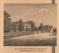 Parkinson Residence & Blacksmith Shop, Door Village, Scipio, Indiana 1862 Old Town Map Custom Print - Laporte Co.