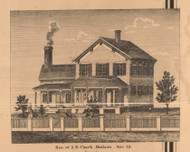 Clark Residence, Hudson, Indiana 1862 Old Town Map Custom Print - Laporte Co.