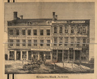 Bennett's Block, Michigan 1858 Old Town Map Custom Print - Jackson Co.