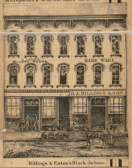 Billing's & Eaton's Block, Michigan 1858 Old Town Map Custom Print - Jackson Co.