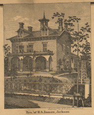 Residence of H.S. Ismon, Michigan 1858 Old Town Map Custom Print - Jackson Co.