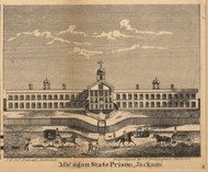 Michigan State Prison, Michigan 1858 Old Town Map Custom Print - Jackson Co.