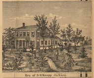 Residence of S.O. Knapp, Michigan 1858 Old Town Map Custom Print - Jackson Co.