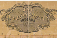 Map Cartouche, Marion Co. Indiana 1855 Old Town Map Custom Print -