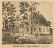 Bourn Residence, Mendon, Michigan 1858 Old Town Map Custom Print - St. Joseph Co.