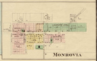 Monrovia Village, Monroe, Indiana 1875 Old Town Map Custom Print - Morgan Co.