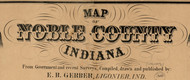 Map Cartouche, Noble Co. Indiana 1860 Old Town Map Custom Print