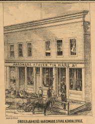 Hardware Store Kendallville Village, Wayne, Indiana 1860 Old Town Map Custom Print - Noble Co.