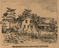 Randall Residence, Allen, Indiana 1860 Old Town Map Custom Print - Noble Co.