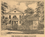 Simmons Residence, Perry, Indiana 1860 Old Town Map Custom Print - Noble Co.
